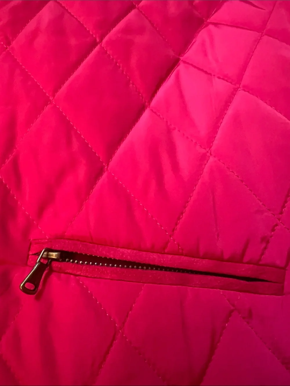 Talbots Quilted Sleeveless Puffer Vest in Bright Raspberry